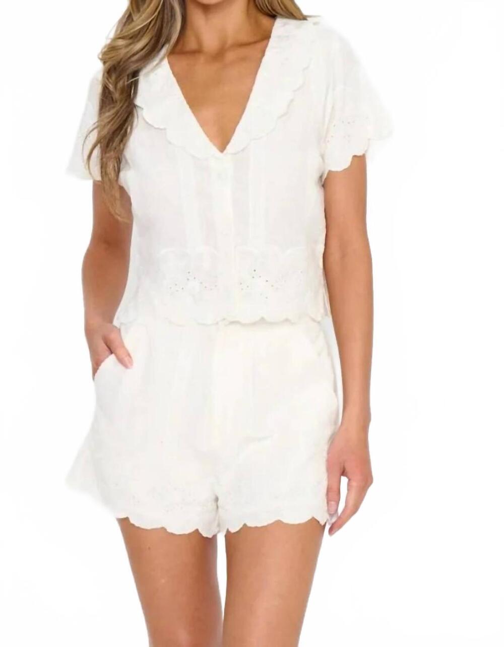 NEW SHOW ME YOUR MUMU women's lyla top in white eyelet embroidery